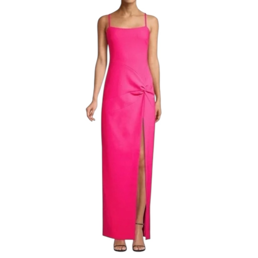 LIKELY Kiara Twist Dress - Hot Pink High Slit Sleeveless Maxi Gown Dress sz 2